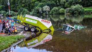 TRAKTOR amp BALLENPRESSE VERSINKEN IM NECKAR DLRG  FEUERWEHR  Spektakuläre Bergung [upl. by Ferrick]