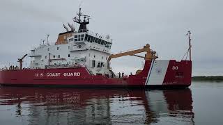 Icebreaker USCGC Mackinaw arriving in port at Cheboygan MI 7224 [upl. by Trebron701]