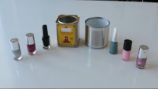 LOOK WHAT I DID WITH NAIL POLISH AND CANNED FOOD CANS [upl. by Holton]