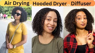 How To Dry Your Natural Hair Air Drying VS Hooded Dryer VS Diffusing Your Curls [upl. by Ginnifer]