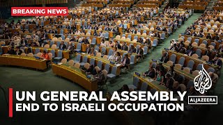 UN General Assembly demands end of unlawful Israeli presence in Palestinian territory [upl. by Encratia]