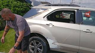 Quarter glass cut out WRD Orange Bat attached to door glass Chevy Equinox [upl. by Hjerpe698]