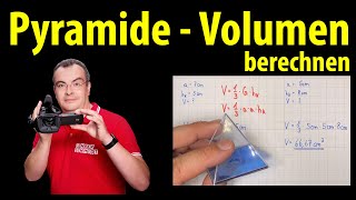 Pyramide  Volumen berechnen  einfach erklärt von Lehrerschmidt [upl. by Ecikram]