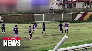 Lightning strike kills football player in match in Peru [upl. by Annaegroeg66]