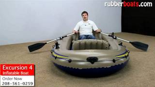 Intex Excursion 4 Inflatable Boat Video Review by Rubber Boats [upl. by Klemens]