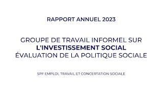 Groupe de travail informel sur l’Investissement social évaluation de la politique sociale [upl. by Belloir]