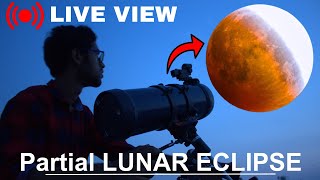 Lunar Eclipse LIVE view through Telescope  चंद्रग्रहण India [upl. by Atalie277]