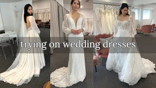 Try On Wedding Dresses With Me  The Wedding Diaries  Part 1 [upl. by Elledoj]