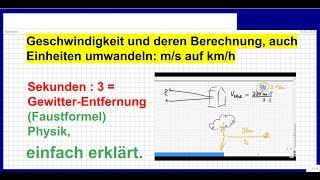 Geschwindigkeit und deren Berechnung auch Einheiten umwandeln ms auf kmh Physik [upl. by Weylin20]