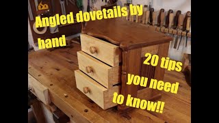 20 TIPS YOU NEED TO KNOW How to make angled dovetail drawers [upl. by Alaham]