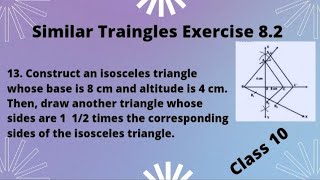 Construct an isosceles triangle whose base is 8 cm and altitude is 4 cm then draw of sides 1 12 [upl. by Tareyn]