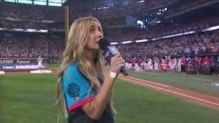 Ingrid Andress sings the worst national anthem ever at the Home Run Derby 2024 [upl. by Ardnohsal]