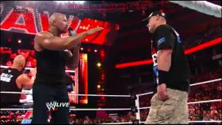 Raw The Rock and John Cena engage in a WrestleMania war of words [upl. by Nitsyrc118]