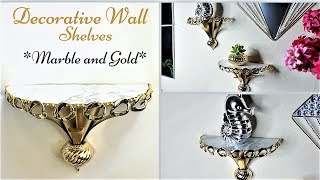 Diy Marble and Gold Wall Shelves 5 minutes Decor Hack Simple and Inexpensive [upl. by Lorene543]