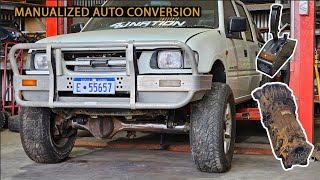 TF Rodeo Manualized Auto conversion and Jackaroo transfer case  A340 gearbox and rachet shifter [upl. by Lefty]