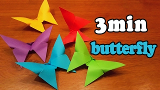 How To Make an Easy Origami Butterfly in 3 MINUTES [upl. by Decca]