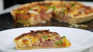 Corned BEEF and Onion Quiche DELICIOUS and HEARTY dish perfect for any meal [upl. by Lusty388]