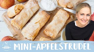 MiniApfelstrudel  MiniApfelstrudel mit Filoteig  wie vom Bäcker 😍🍎 I Einfach Backen [upl. by Anora]