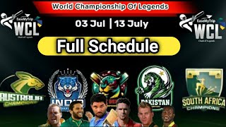 world championship of legends cricket 2024 schedule  WCL Schedule 2024 [upl. by Latsyc]