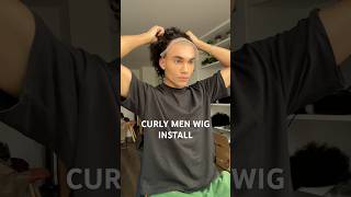 CURLY WIG INSTALL FOR MEN 🔥 wigs hairstyle curls menshair wigtutorial [upl. by Annawt475]