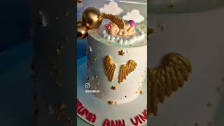 Baptism cake design 😘🥳Cute Baby girl Angel👼Tall cake💖simpleamp elegant 🎊🎉 [upl. by Nnaeirb]