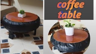 Coffee table from Tyre  Reuse tyer  Reuse waste material [upl. by Rozalin]