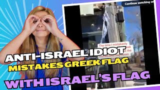 AntiIsrael idiot tears down what she THINKS are Israel flags [upl. by Conlen]