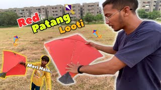 Red Patang Loot Li 🪁  Kite Looting Caught Kite  caughtkite kitelooting [upl. by Aiepoissac]