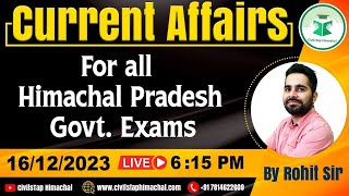 Himachal Daily Current Affairs Quiz and MCQ  16th Dec 2023  HPASHASAlliedNT [upl. by Valle]