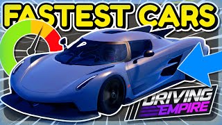 TOP 10 FASTEST CARS In Driving Empire  Roblox [upl. by Eitsirc983]