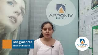 Testimonial from Baghyashree on HR Certification Course at Apponix Technologies [upl. by Prospero]