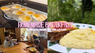 Mennonite Mom Prepares Breakfast  A Homemade Meal From Scratch [upl. by Damahom]