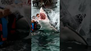 Shark trying to knock people off sinking boat galeophobia phobias fear shark ocean sleven [upl. by Notsyrb]