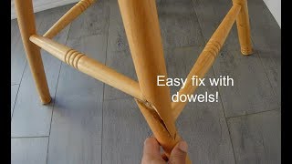 Quick broken chair leg repair and fix with dowels [upl. by Lac]