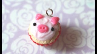 Pig cupcake  polymer clay tutorial [upl. by Esinad]