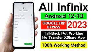 All Infinix Android 1213 Gmailfrp bypass WITHOUT PC  100 Working this Method [upl. by Leeanne468]