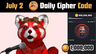 July 2 Daily CIPHER Hamster Kombat  1000000 Coins [upl. by Oidiple508]