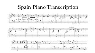 Spain  Yohan Kim Piano Transcription [upl. by Groveman]