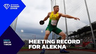 Mykolas Alekna breaks discus meeting record in Oslo  Wanda Diamond League 2024 [upl. by Ennazus]