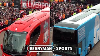 Man City amp Liverpool team buses arrive at Anfield for HUGE Premier League clash [upl. by Oirramed743]