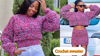 How To crochet Easy And Fast Chunky Sweater [upl. by Ert]