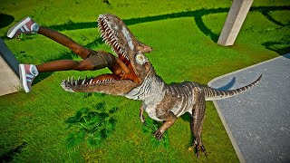 Allosaurus Vs Carcharodontosaurus Vs Suchomimus Vs Herrerasaurus Fight  Jurassic World Evolution [upl. by Landan]