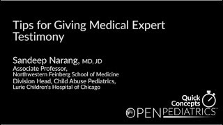 Tips for Giving Medical Expert Testimony by S Narang C Wilson  OPENPediatrics [upl. by Elleiand]