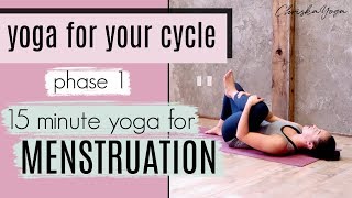 15 Min Yoga for Your Period  Yoga for Your Cycle  Yoga for Menstruation  ChriskaYoga [upl. by Anirahc]