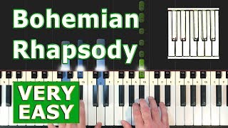 Queen  Bohemian Rhapsody  VERY EASY Piano Tutorial Synthesia [upl. by Manthei]