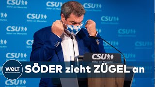 CORONALAGE BAYERN Markus Söder kündigt Maskenpflicht für München und bayerische Hotspots an [upl. by Notelrac]