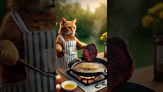 Cat Cooks Steak 🐱🥩 [upl. by Iaverne]