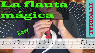 La flauta mágica Das Klinget so Herrlich  Tutorial flauta con partitura  Karaoke instrumental [upl. by Necaj]