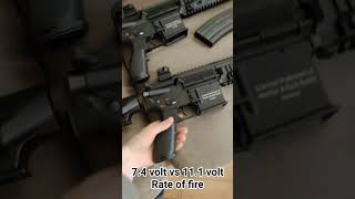 difference of 74v vs 111v lipo with full auto airsoft bbgun lipobattery [upl. by Uohk]