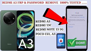 Redmi a3 frp bypass  Remove  Redmi 13C  Redmi note 13G amp 13R Pro  Xiaomi Poco C61 All MTK FRP [upl. by Mcgee694]